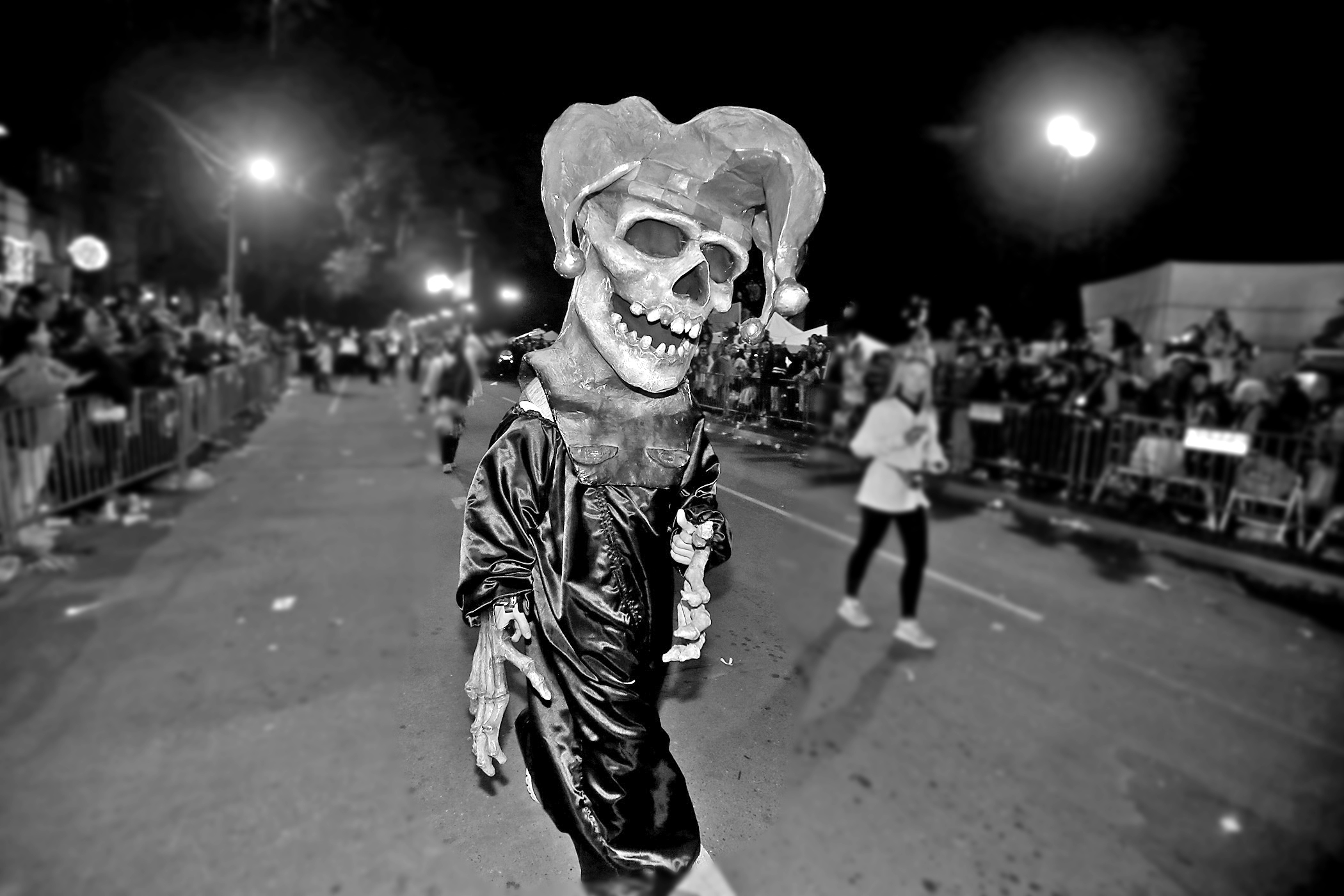 A skeleton parades during Mardi Gras in 2020. (Photo by Michael DeMocker)