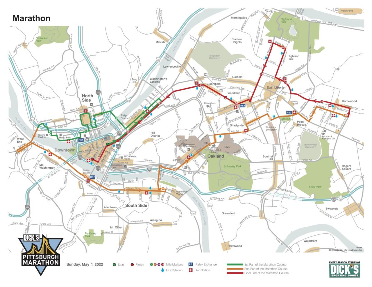 Pittsburgh Marathon Route Map for 2022