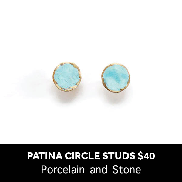Patina Circle Studs Porcelain and Stone