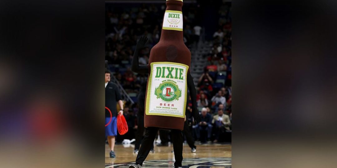 A Dixie Beer bottle dances during a NBA game between the Miami Heat and the New Orleans Pelicans at the Smoothie King Center on February 23, 2018 in New Orleans, Louisiana. NOTE TO USER: User expressly acknowledges and agrees that, by downloading and or using this photograph, User is consenting to the terms and conditions of the Getty Images License Agreement. (Photo by Sean Gardner/Getty Images)