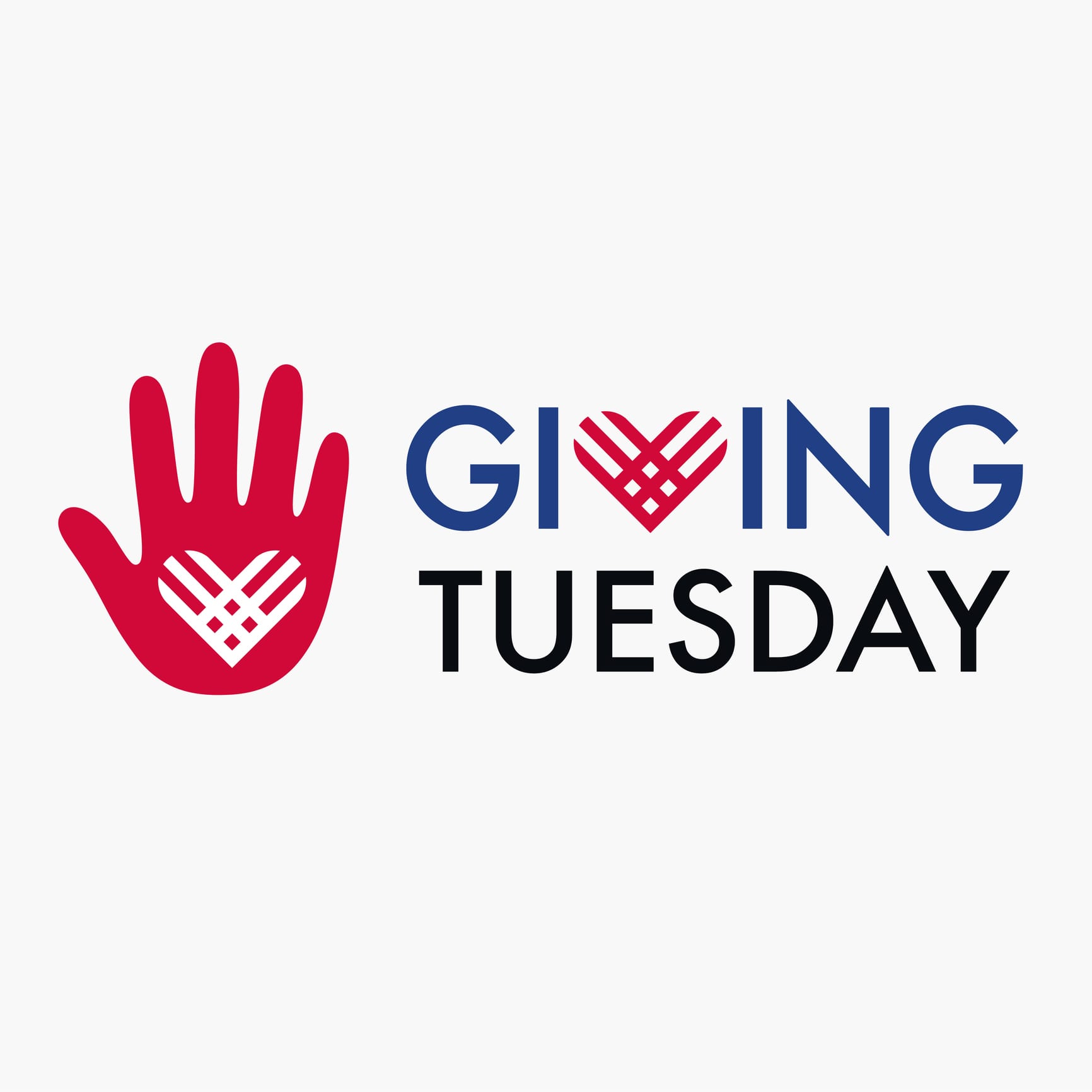 Giving Tuesday, global day of charitable giving. Helping hand with heart shape. Charity campaign banner design, vector illustration.