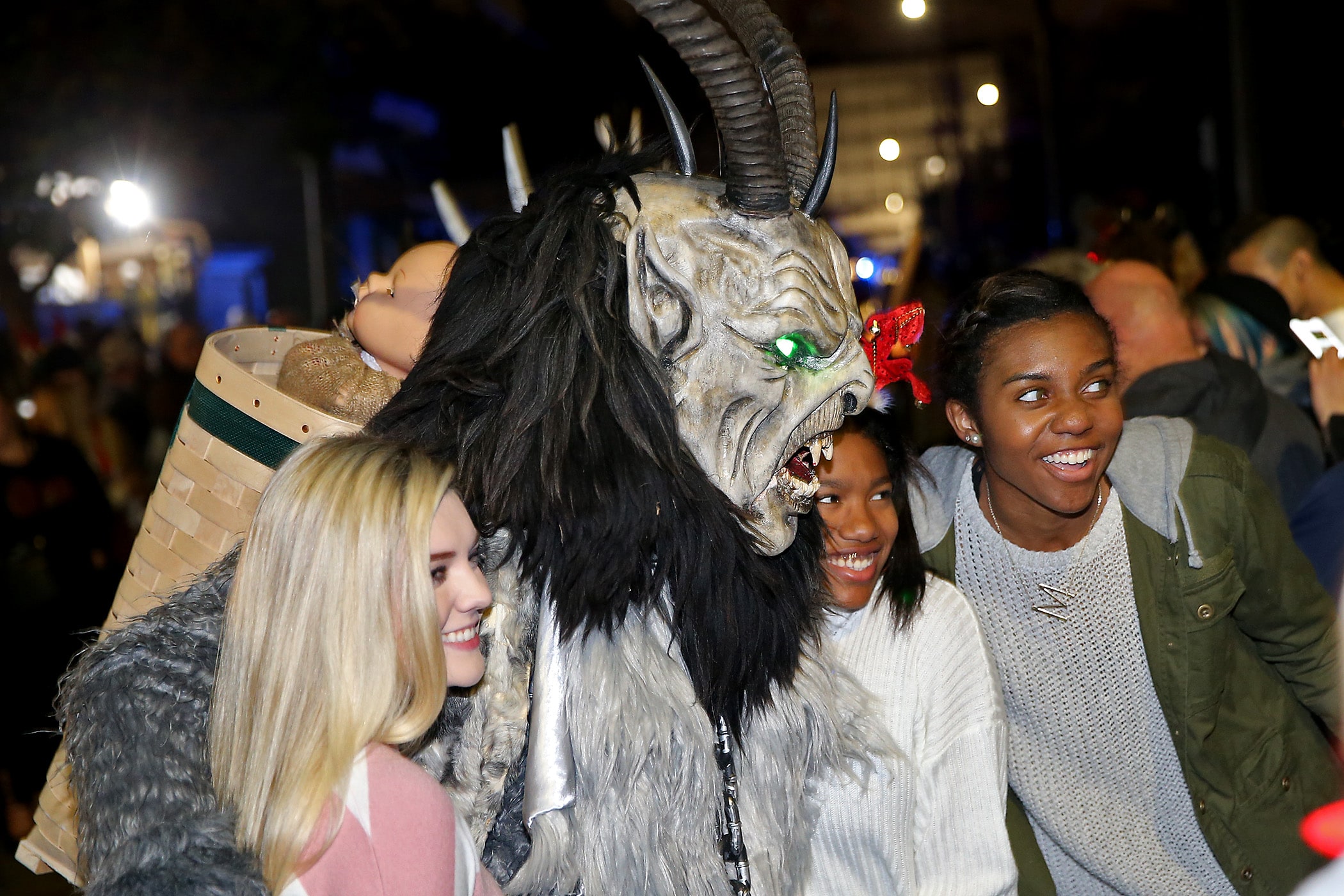 The Krampus pass by the crowd judging who is naughty and nice as the Krewe of Krampus holds their annual Krampus NOLAuf parade down Royal Street and through the Bywater on Saturday, December 7, 2019.