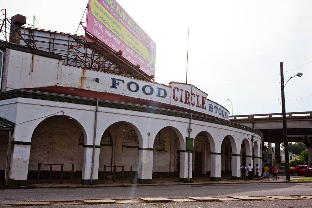 Circle Food Store, where dead bodies were found floating for days after Hurricnae Katrina, remains closed five years after the storm. Five years after Hurricane Katrina, the areas hardest hit still are in a state of ruin despite promises by politicians to rebuild New Orleans to be better then it was before. (Photo by Julie Dermansky/Corbis via Getty Images)