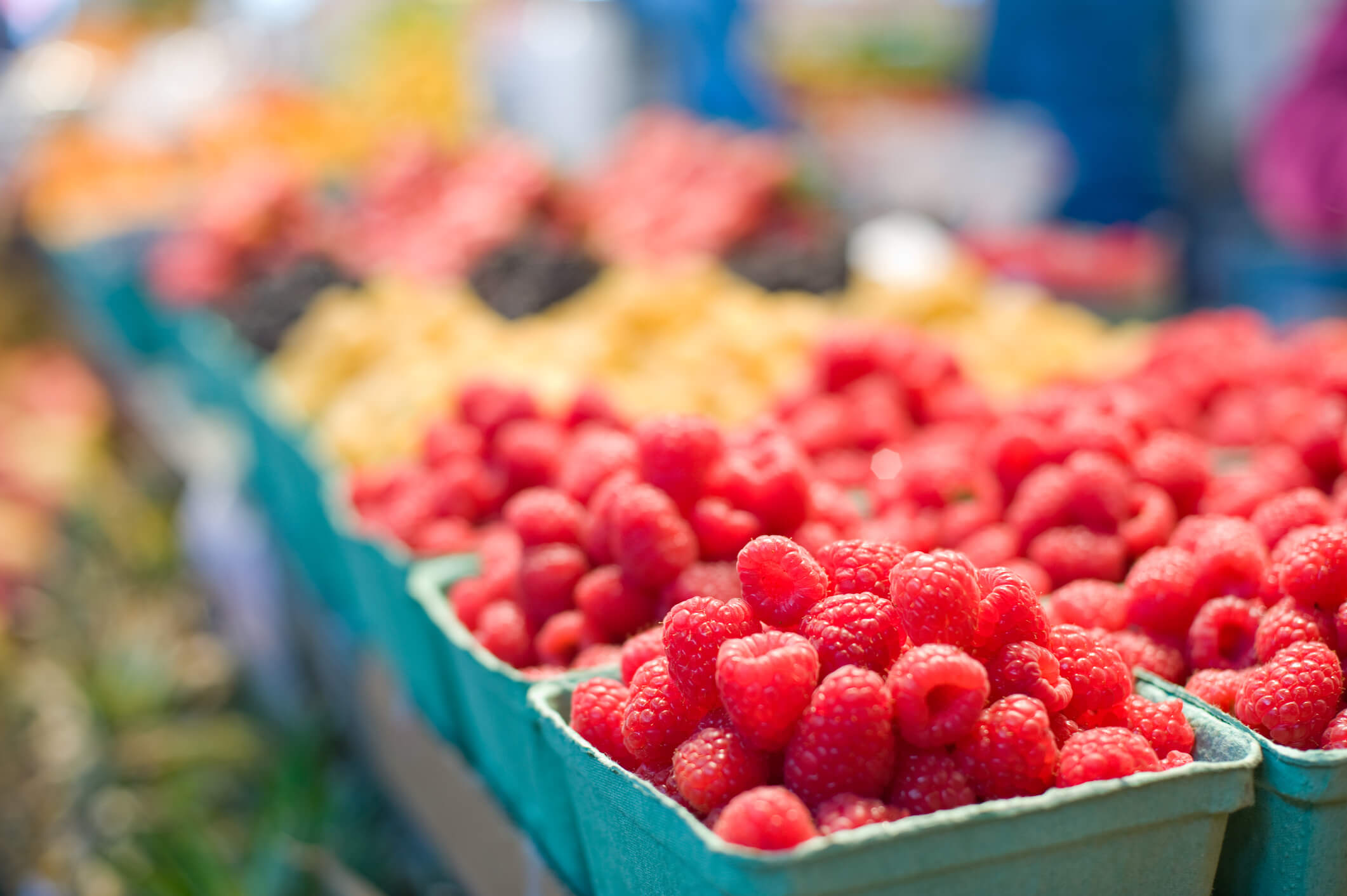 Closeup of a lot of raspberries