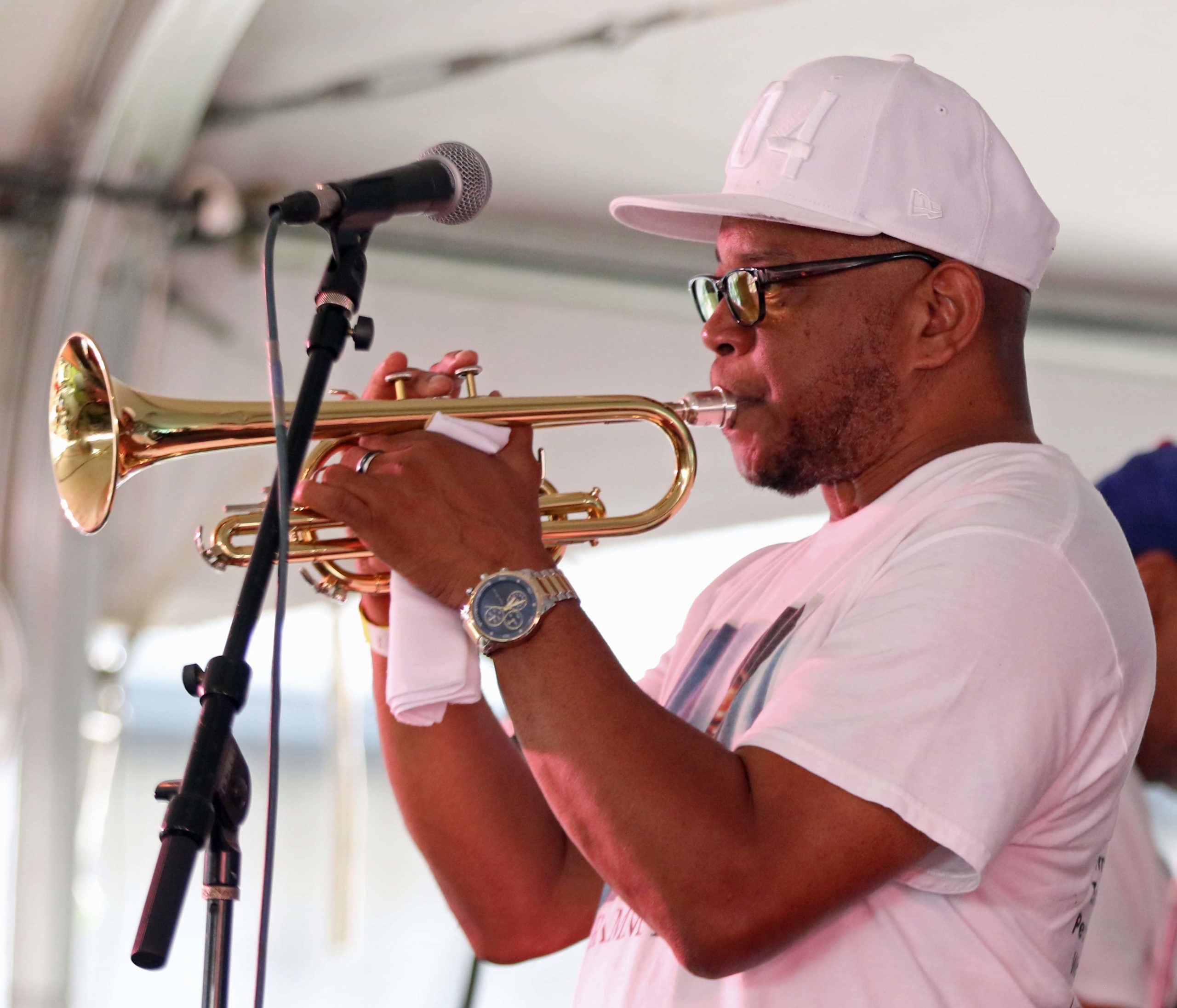 Irma Thomas' - Soul Queen of New Orleans  band perform on the Fidelity Bank Stage during the Satchmo Summerfest at the New Orleans Jazz Museum at the Old U.S. Mint on Sunday, August 5, 2018.  (Photo by Peter G. Forest/Very Local New Orleans)