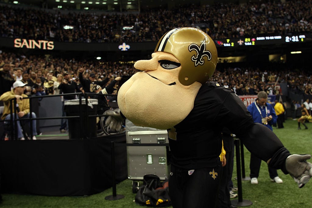 Sir Saint the 2nd official mascot of the NFL's New Orleans Saints during the NFC Divisional Playoff Game at Louisana Superdome. The Saints beat the Cardinals 45 to 14. (Photo by Antoine Gyori/AGP/Corbis via Getty Images)