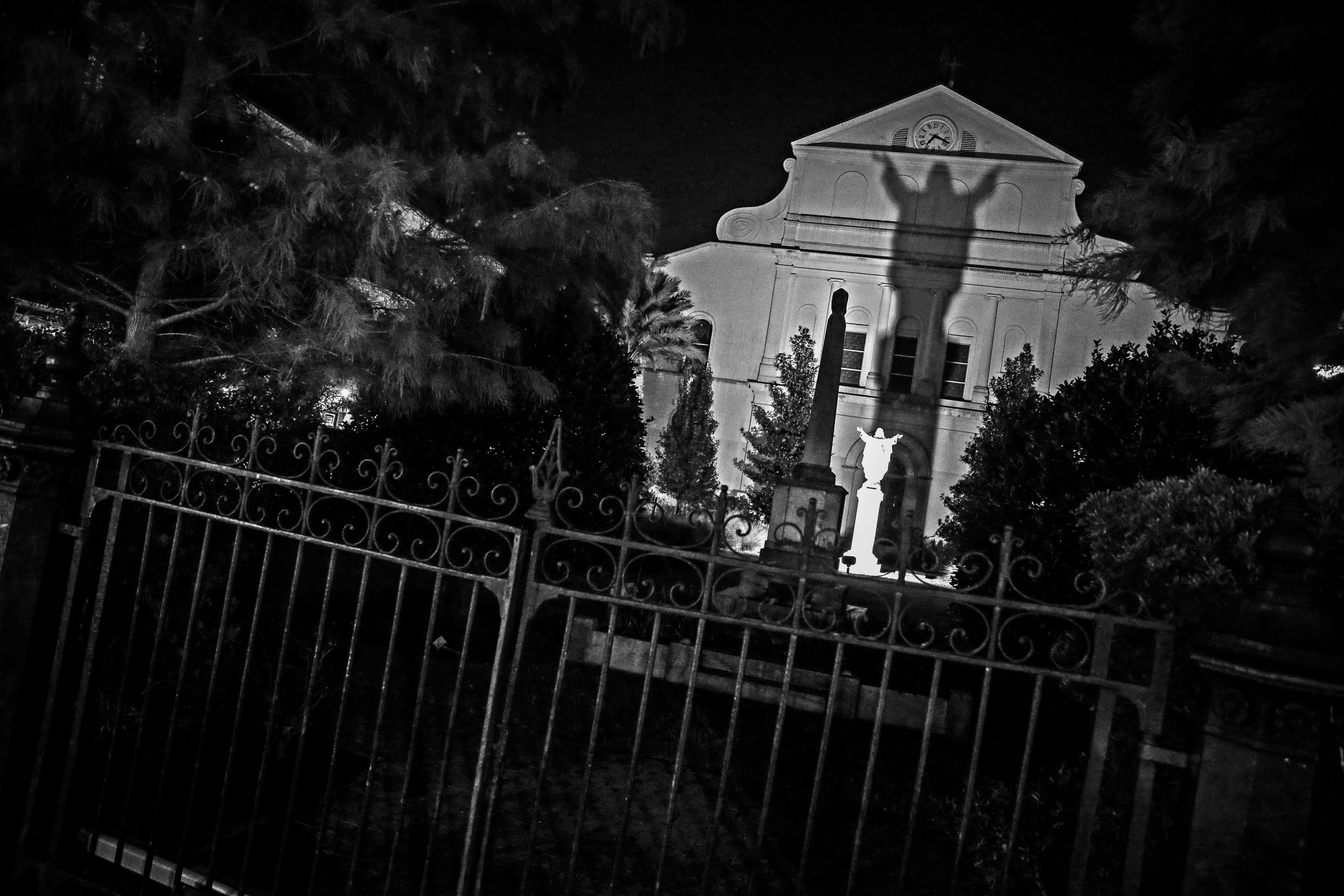Before a law banned duels in the city limits, affairs of honor were held in St. Anthony’s Garden behind St. Louis Cathedral where it is said the ghostly sounds of gunfire and other paranormal activity occurs today. (Photo by Michael DeMocker)