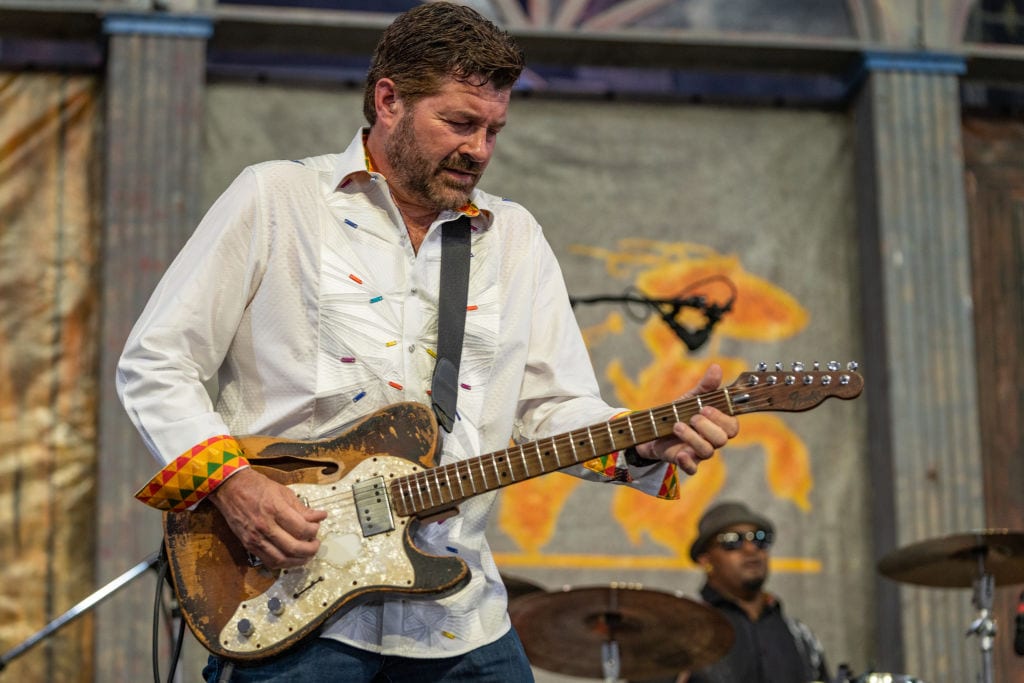 NEW ORLEANS, LA - APRIL 29:  Tab Benoit performs in the Blues Tent during the New Orleans Jazz &amp; Heritage Festival 2018 at Fair Grounds Race Course on April 29, 2018 in New Orleans, Louisiana.  (Photo by Douglas Mason/Getty Images)