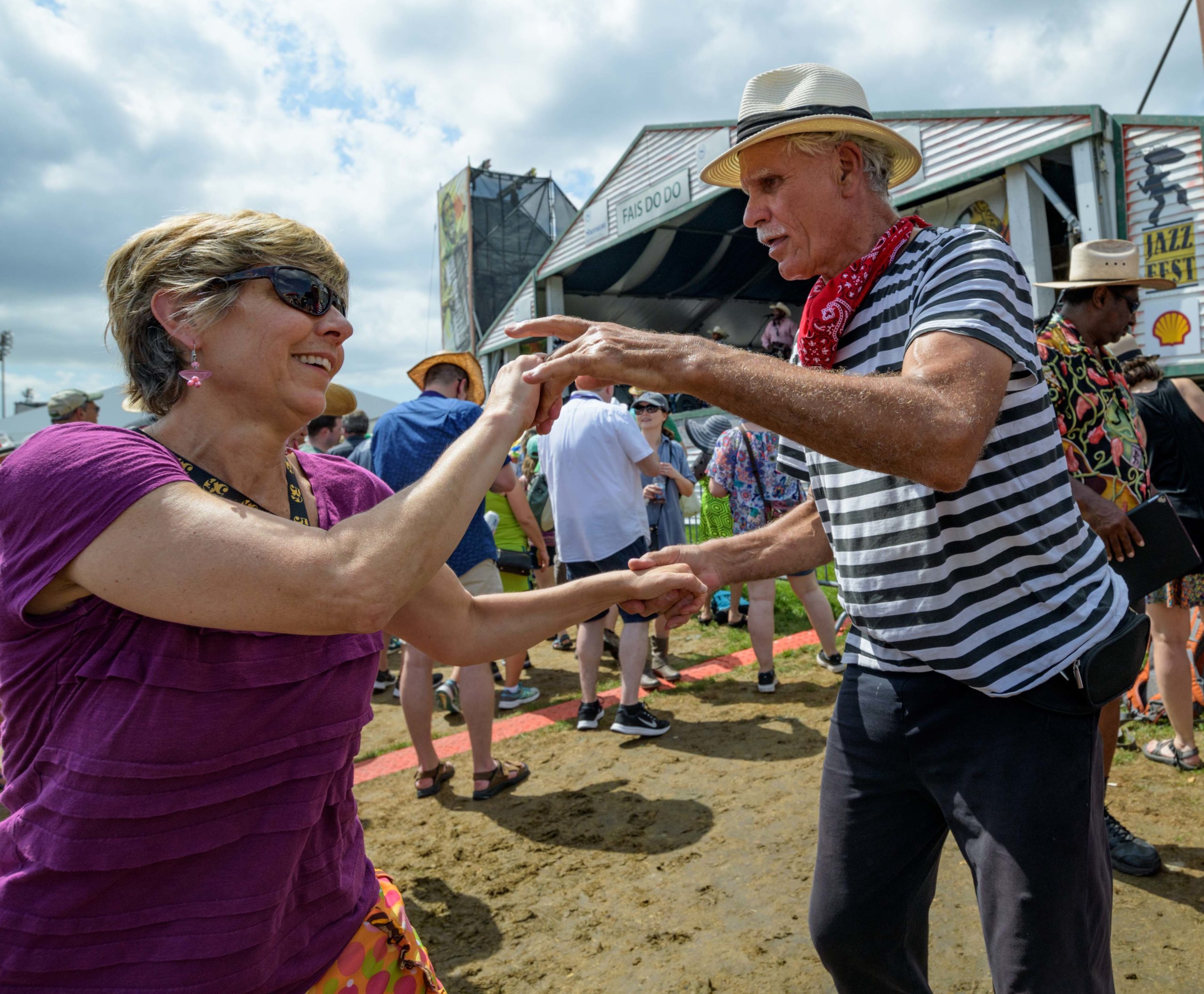 People dance at the Fais Do Do stage at the Fair Grounds during the New Orleans Jazz and Heritage Festival or Jazz Fest in New Orleans, La. Thursday, May 2, 2019. Photo by Matthew Hinton