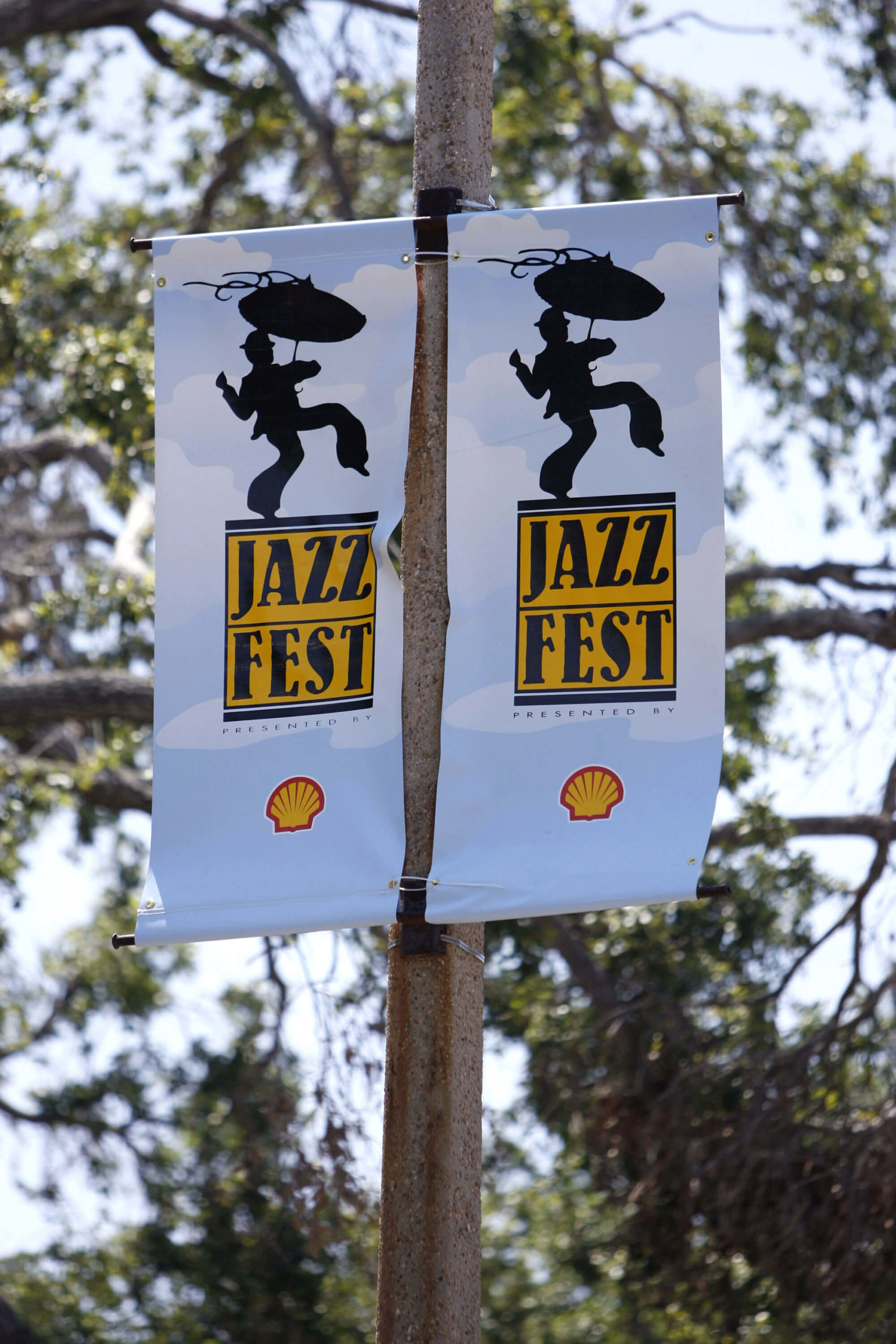 Banners for the New Orleans Jazz &amp; Heritage Festival are throughout the city of New Orleans (Photo by Skip Bolen/WireImage)