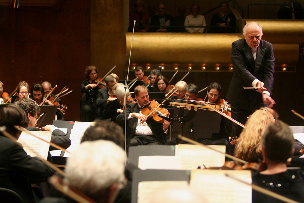 New York Philharmonic and Louisiana Philharmonic Orchestra present "Bringing Back The Music: A Benefit Concert" at Avery Fisher Hall on Friday night, October 28, 2005.This image:Lorin Maazel. (Photo by Hiroyuki Ito/Getty Images)