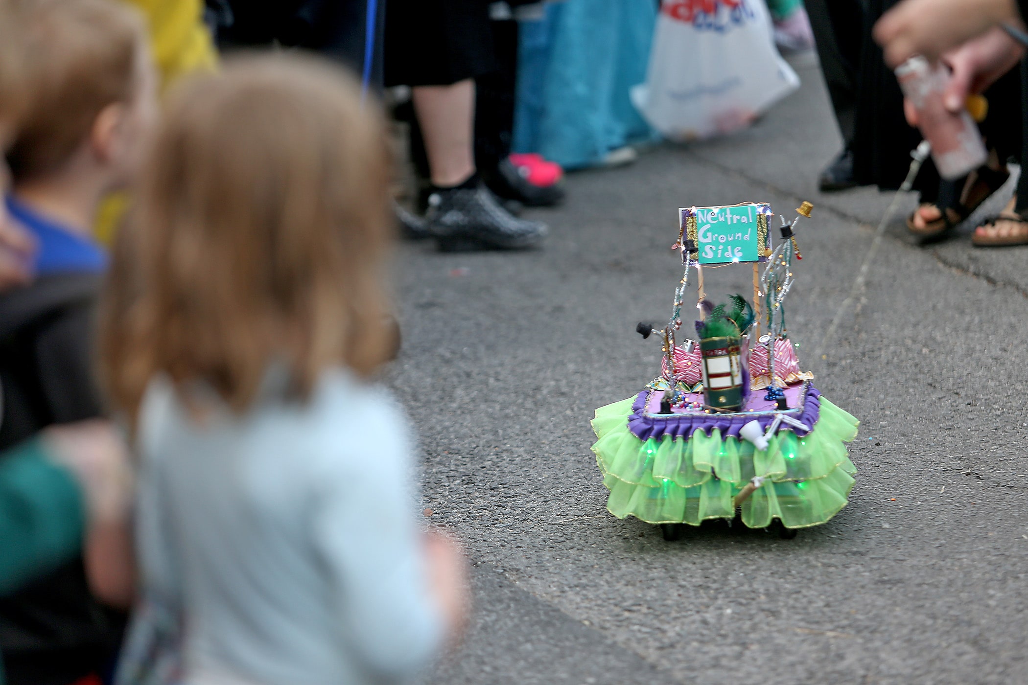 Mini-floats roll down St. Roch Avenue as ‘tit Rəx, the first and only Mardi Gras microkrewe, celebrates their 12th anniversary with a parade entitled 'That's a Little Much...'  on Sunday, February 9, 2020. (Photo by Michael DeMocker)