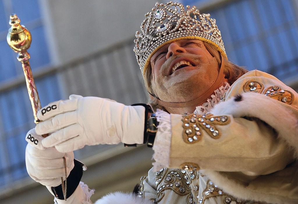 NEW ORLEANS, LA - FEBRUARY 9:   Rex, King of Carnival, Michael W. Kearney, toasts his queen  during Mardi Gras day on February 9, 2016 in New Orleans, Louisiana. Fat Tuesday, or Mardi Gras in French, is a celebration traditionally held before the observance of Ash Wednesday and the beginning of the Christian Lenten season. (Photo by Jonathan Bachman/Getty Images)