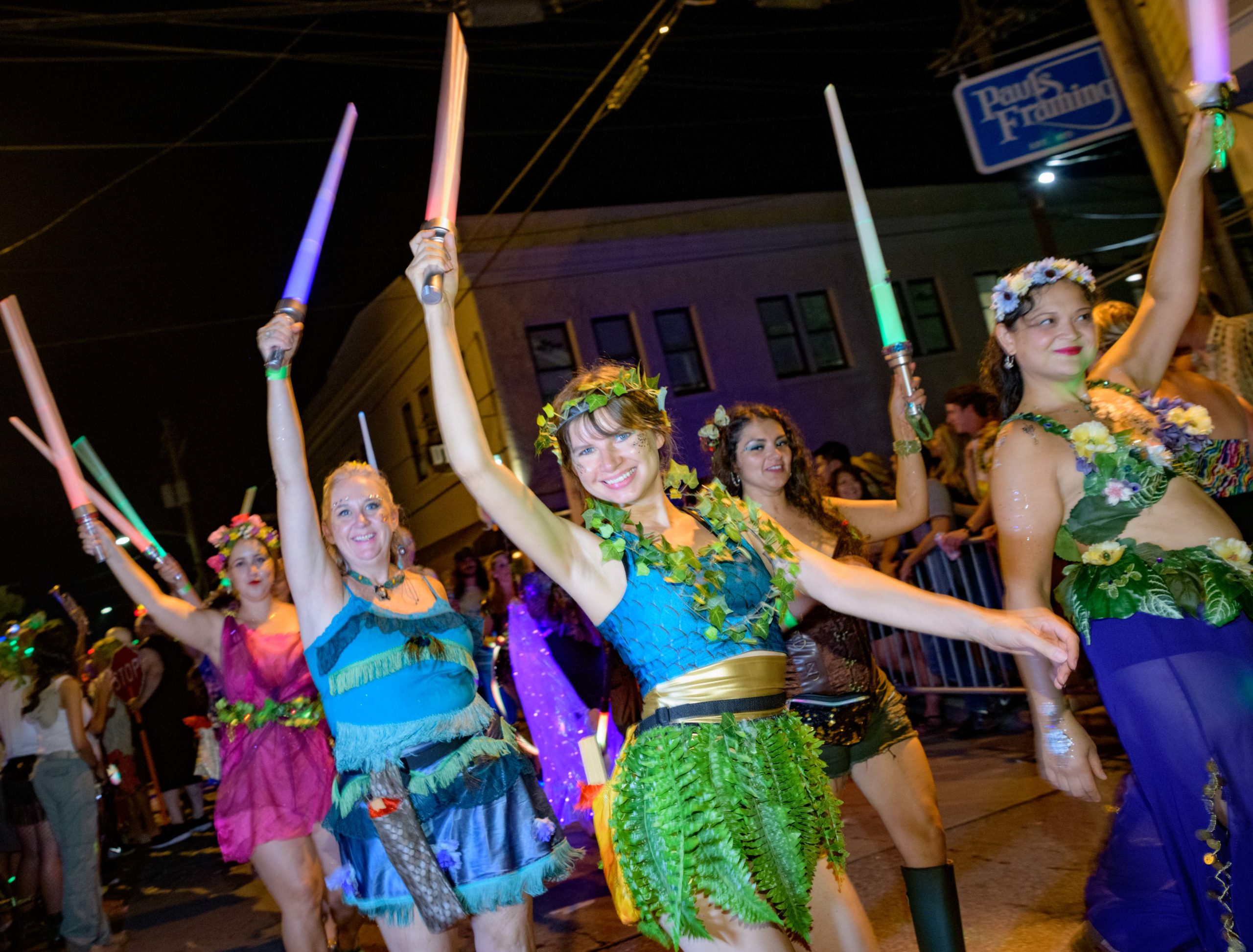 Queen Anne and King Robustus XXXIII reign over MidSummer Mardi Gras XXXIII lead by the Krewe of Oak on Oak Street Saturday, August 24, 2019. The theme of this year’s parade is ‘Wild in the Wetlands.’ The Muff-A-Lottas dance group celebrated its 10th annual MidSummer parade dancing down the streets with members of the Krewe of Chewbacchus, the Organ Grinders Sexah Monkeys, Tap Dat, the Brazilian style carnival group Bloco Sereia, Bosom Buddies, Crescent City Fae, the Cougar Patrol, Bayou Babes, and an assortment of other costumed revelers and other krewes. The krewes paraded down Carrolton Ave to Palmer Park and back to Oak street to mark the halfway point, 184
 days, to Mardi Gras 2020. Photo by Matthew Hinton
