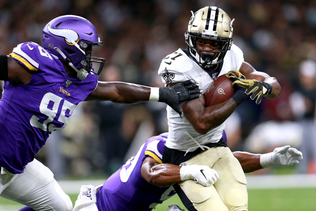 NEW ORLEANS, LOUISIANA - AUGUST 09: Javorius Allen #37 of the New Orleans Saints in action during a preseason game against the Minnesota Vikings at Mercedes Benz Superdome on August 09, 2019 in New Orleans, Louisiana. (Photo by Sean Gardner/Getty Images)