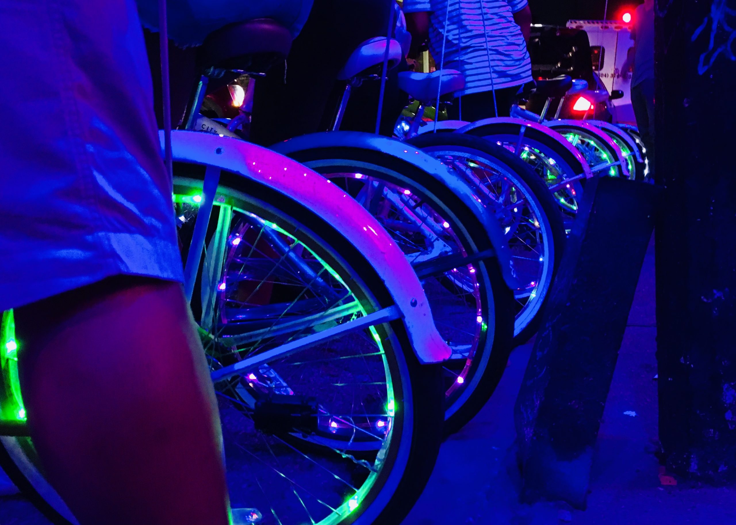 Riders use light-up bikes to cruise the Crescent City