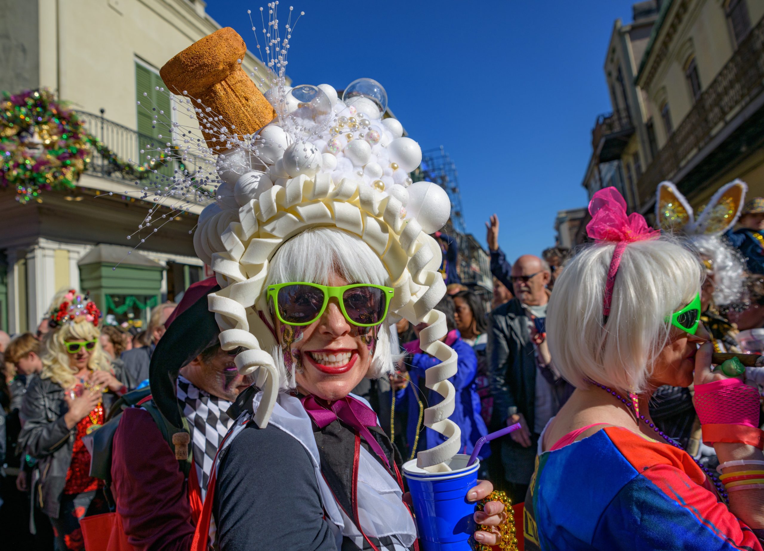 It was a lovely day as the Krewe of Cork stomped in the name of love on St. Valentine’s Day, February 14, 2020 in the French Quarter. Love and bubbles filled the air as the tiny bubbles of champagne filled the appetites of the walking krewe starting from the Court of Two Sisters on Royal Street. Patrick Van Hoorebeek again reigned as king for the 20th parade in 2020. Van Hoorebeek was joined by a host of queens including Margarita Bergen, and Charles Smith of Wines of Substance in Walla Walla, Washington, was the Grand Marshal. Here’s a toast to next year when the Krewe will be 21 and can legally drink in 2021. Photo by Matthew Hinton