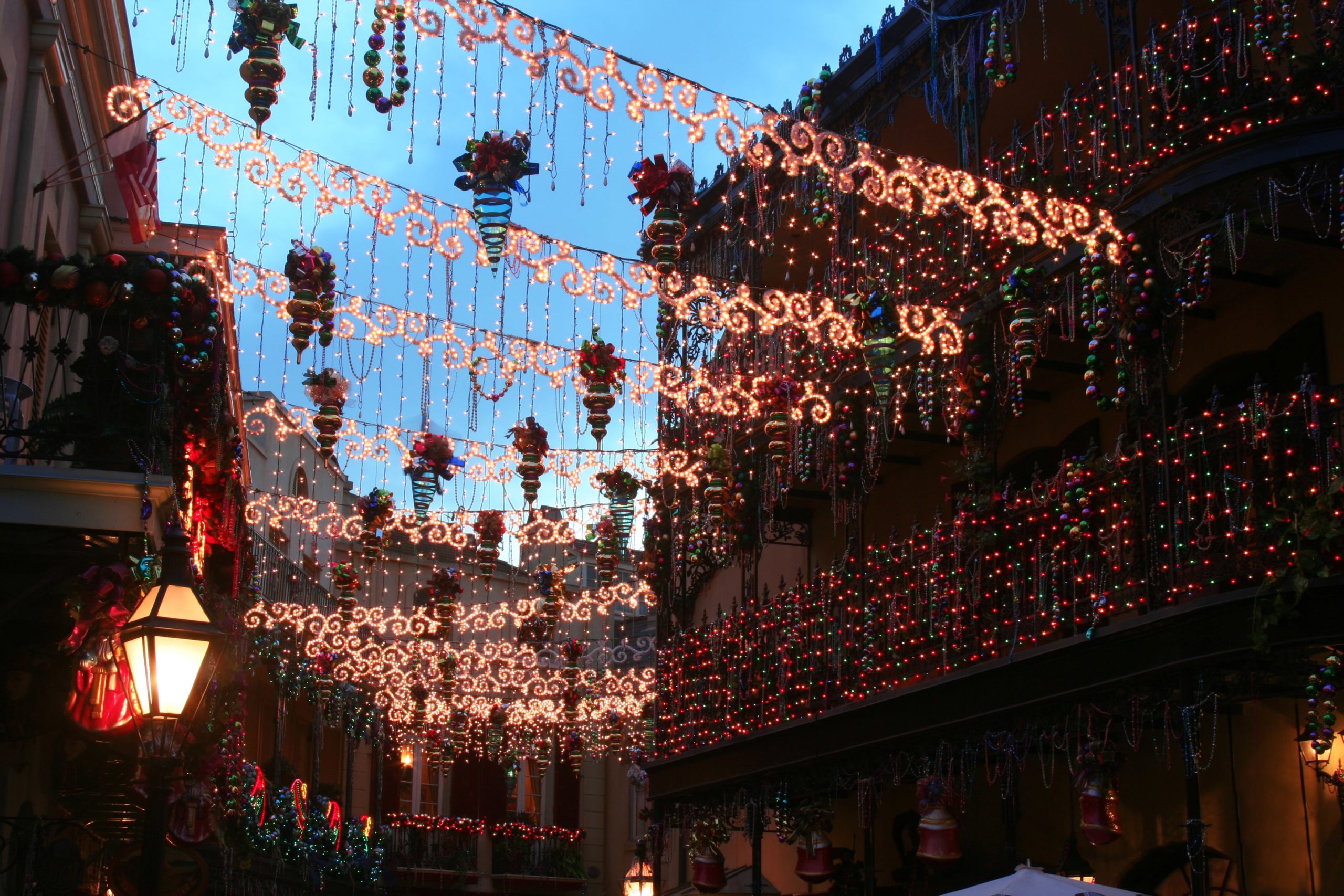 An explosion of holiday decorations on a back street in New Orleans.Also see this: