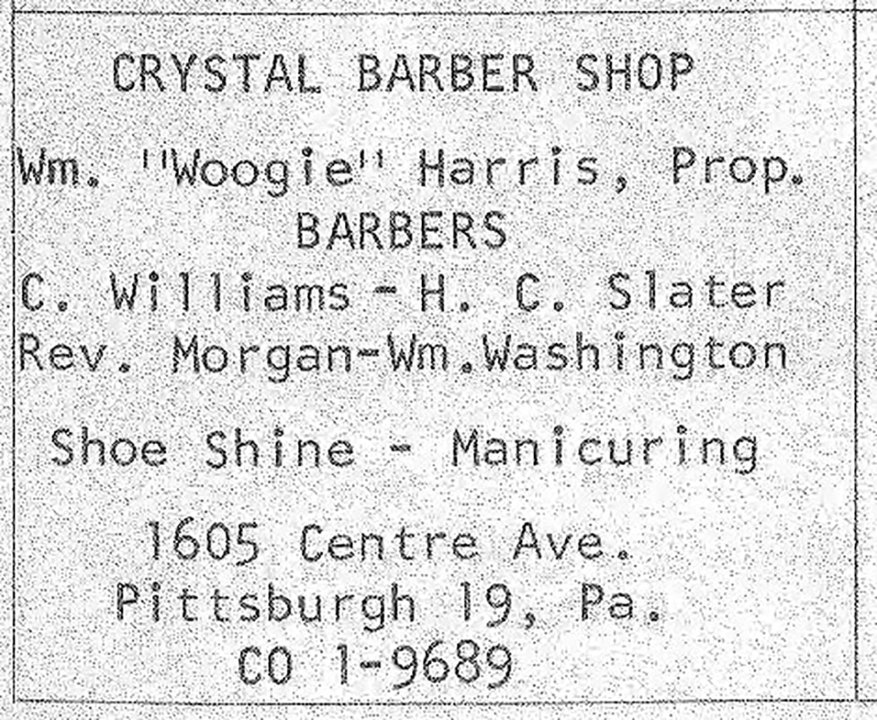 Crystal Barbershop advertisement, The New Negro Directory (1962).
