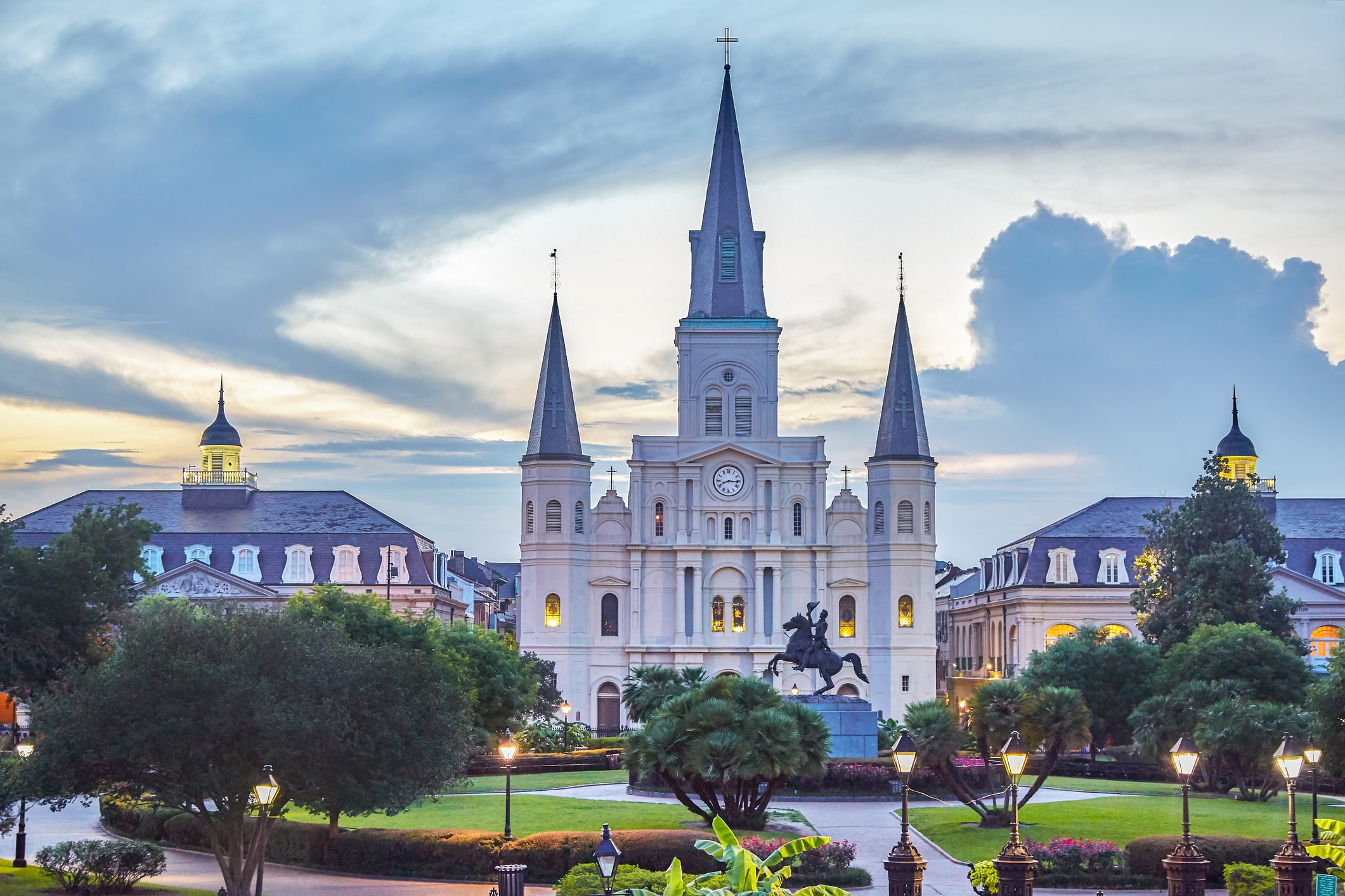 Jackson Square in front of the St Louis Cathedral,New Orleans