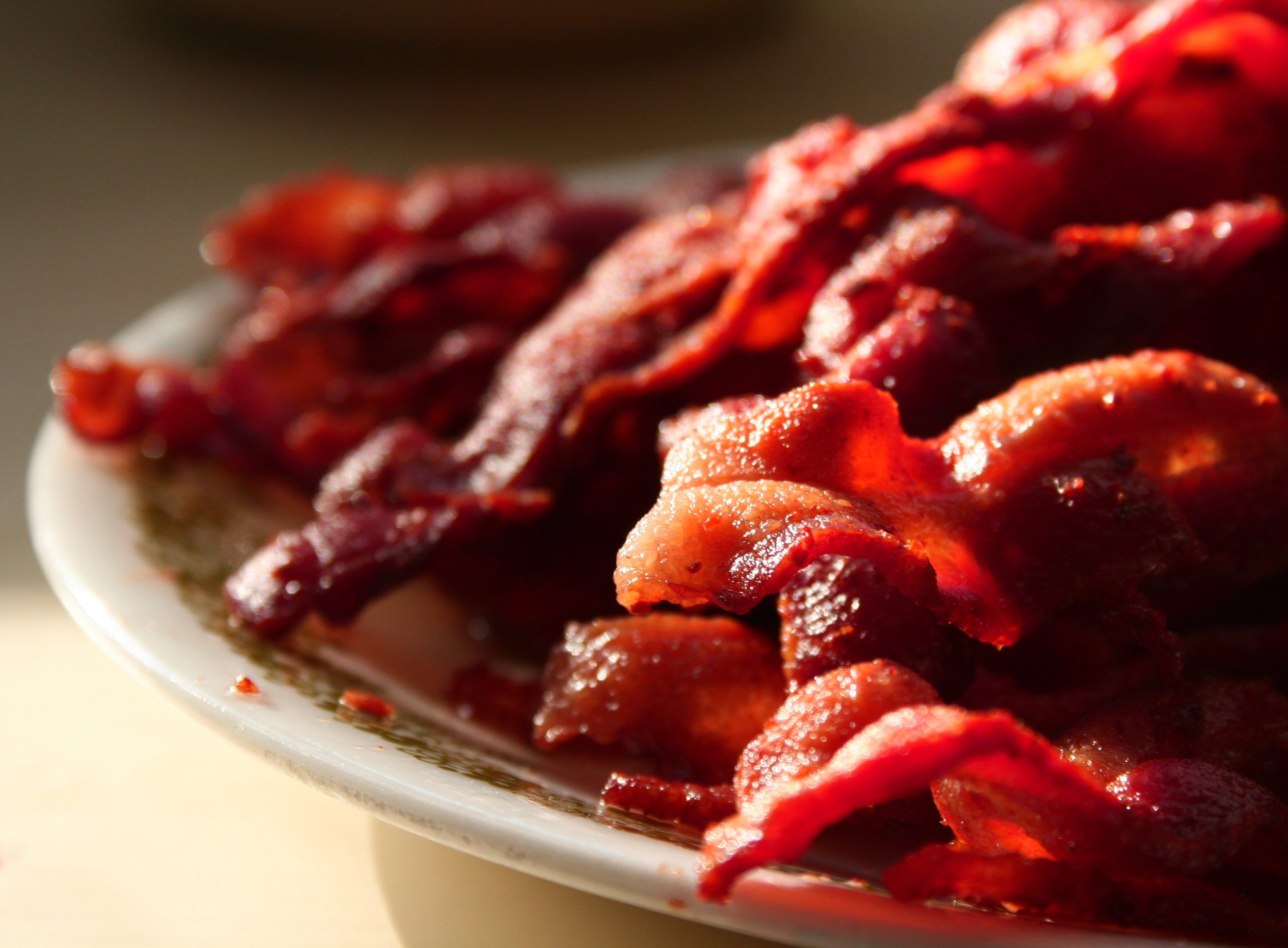 Plate Piled High With Fried Bacon