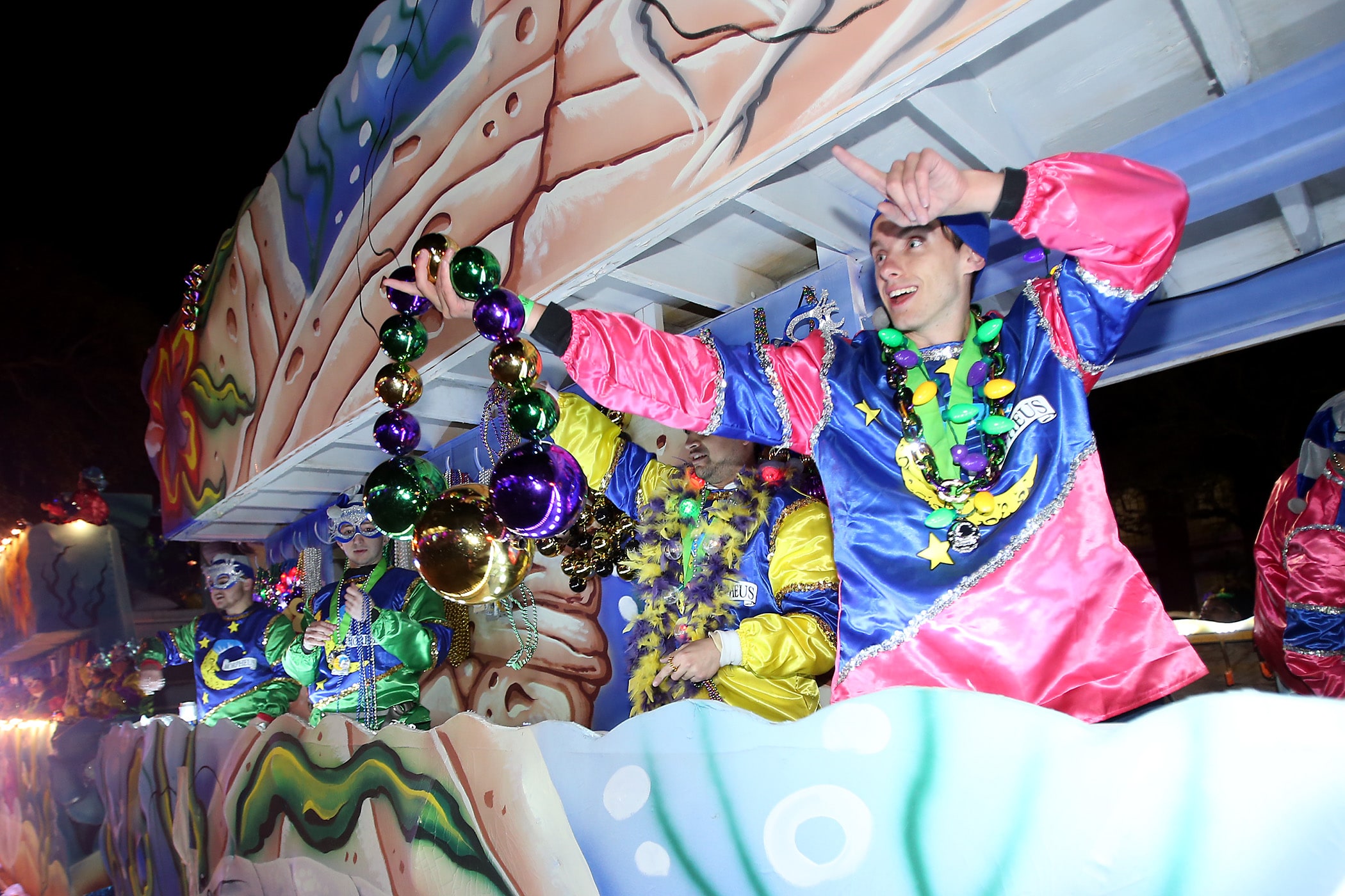 The 800 members of the Krewe of Morpheus roll down the Uptown parade route with a 24-float parade entitled “Morpheus Dreams of Aquatic Adventures” as they celebrate their 20th year on Friday, February 21, 2020. (Photo by Michael DeMocker)