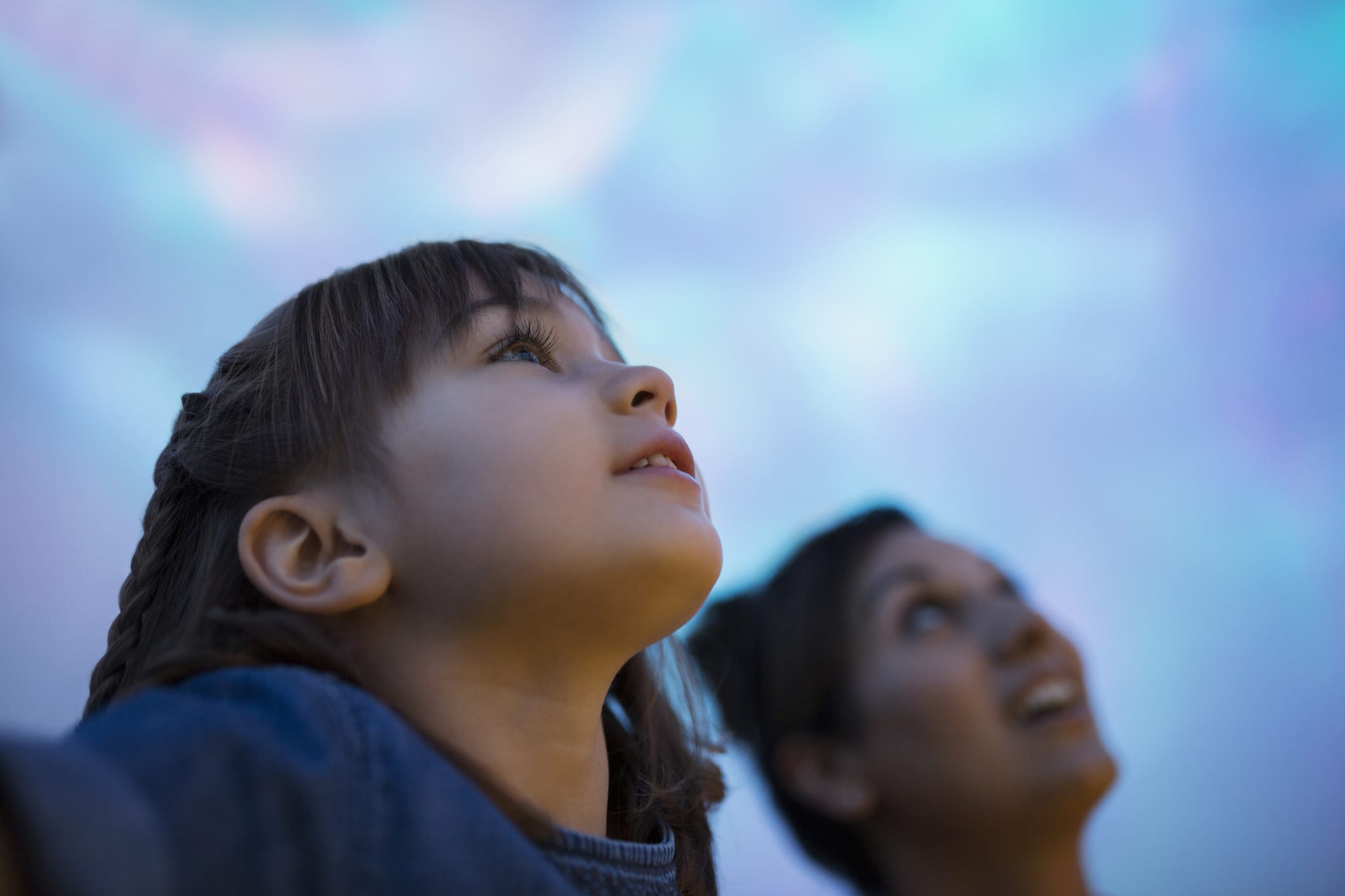 Mother and daughter at science planetarium