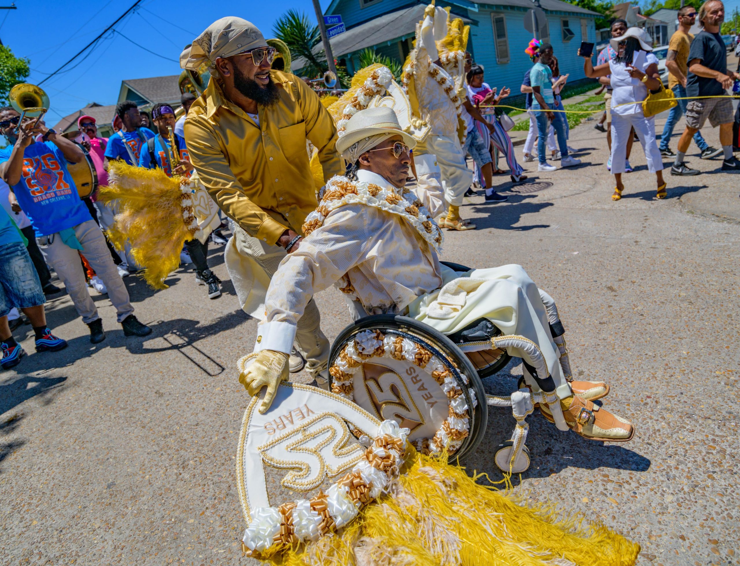 The 25th annual Original Pigeon Town Steppers Easter Second Line danced to the theme of 'Legendary Status' through the Carrollton and Uptown neighborhoods in New Orleans with Rollin' Joe Henry and the Lady Pigeon Town Steppers to the music of the Big 6 Brass Band and Da Truth Brass Band Sunday, April 21, 2019. Photo by Matthew Hinton
