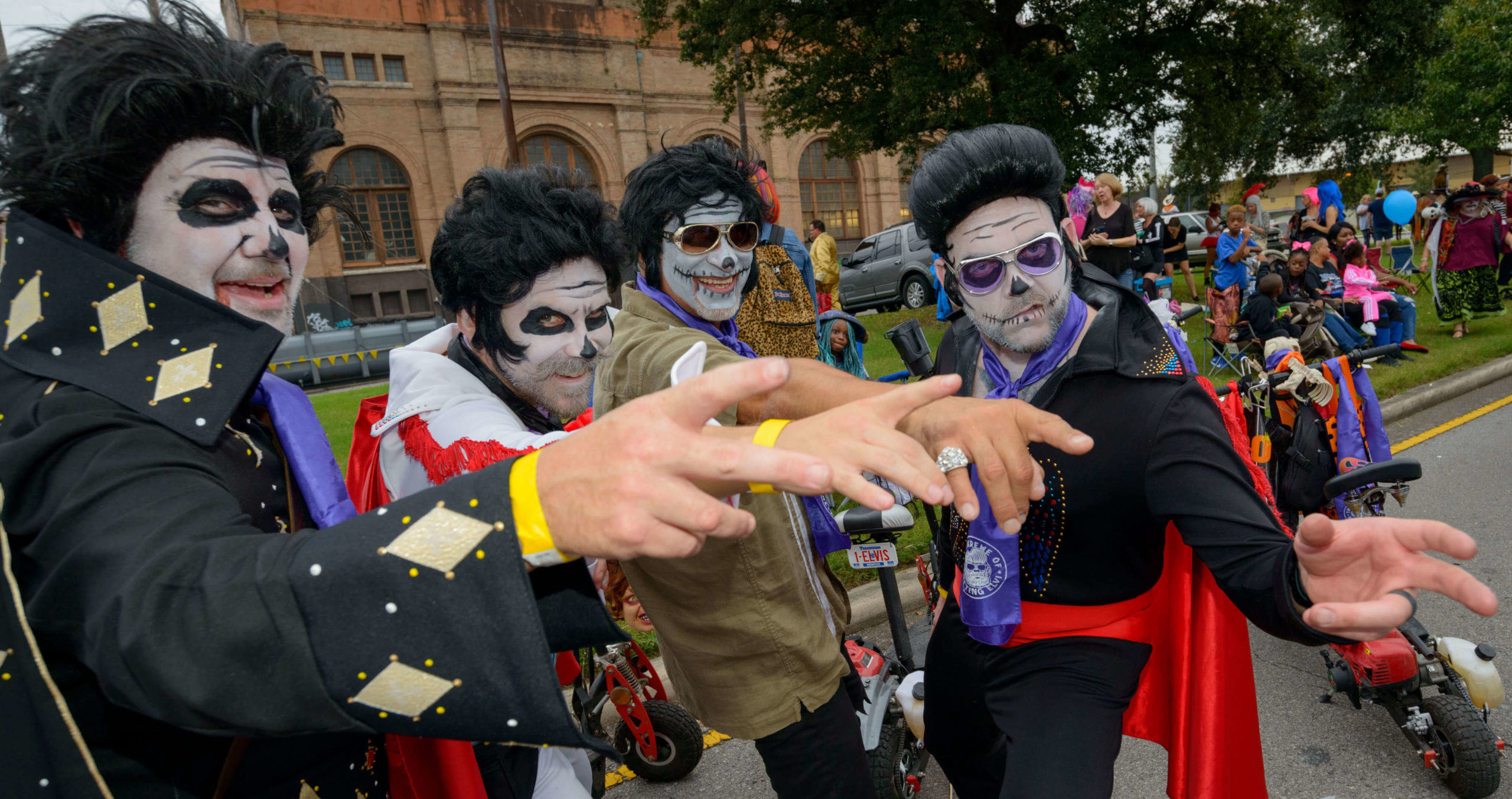 Members of the Krewe of the Rolling Elvi are seen during the Krewe of Boo Parade in the French Quarter in New Orleans, La. Saturday, Oct. 20, 2018. Photo by Matthew Hinton