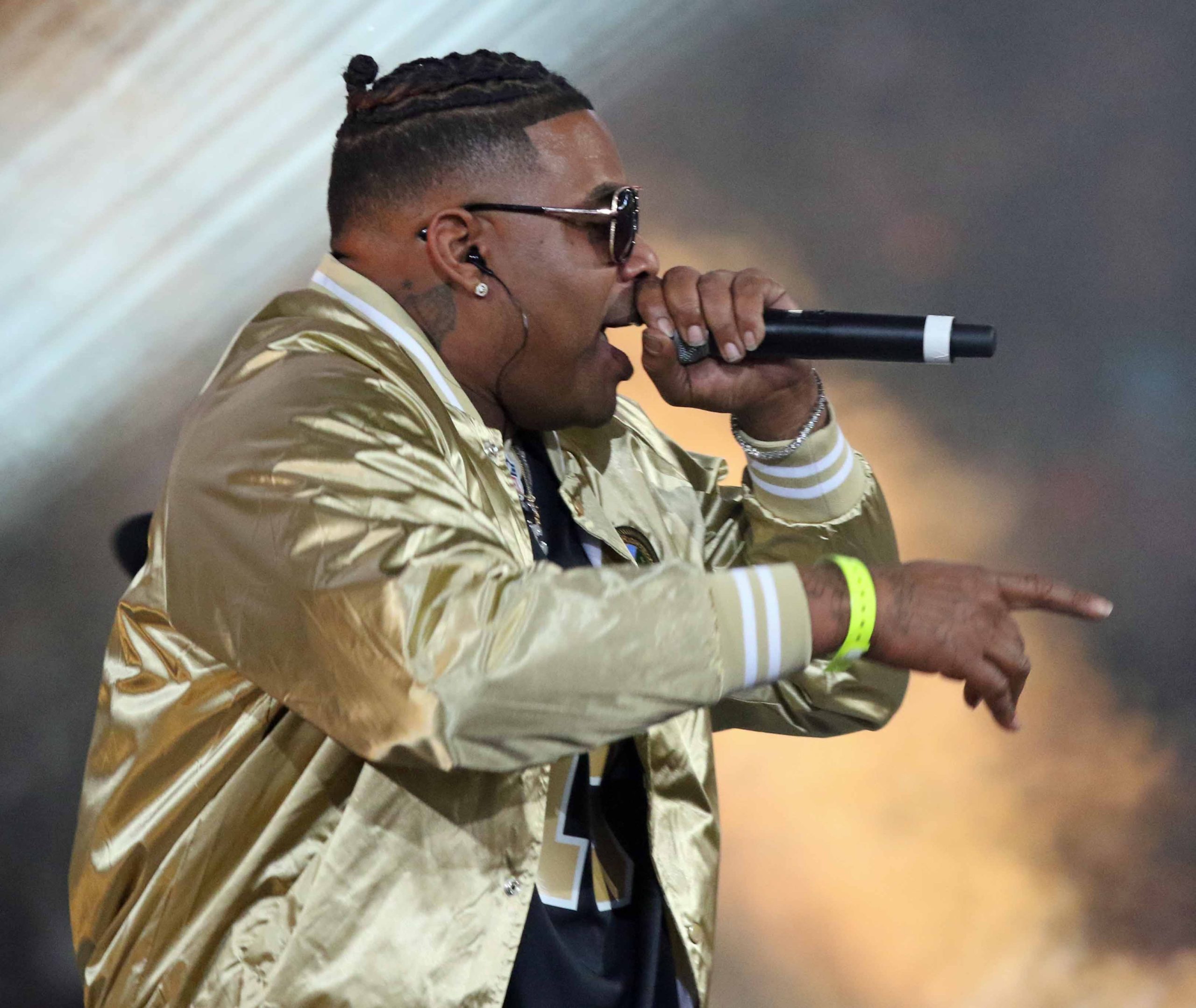 Local hip-hop artist Choppa performs during halftime of the NFC Championship Game at the Mercedes-Benz Superdome in New Orleans on Sunday, January 20, 2019.  (Photo by Peter G. Forest)